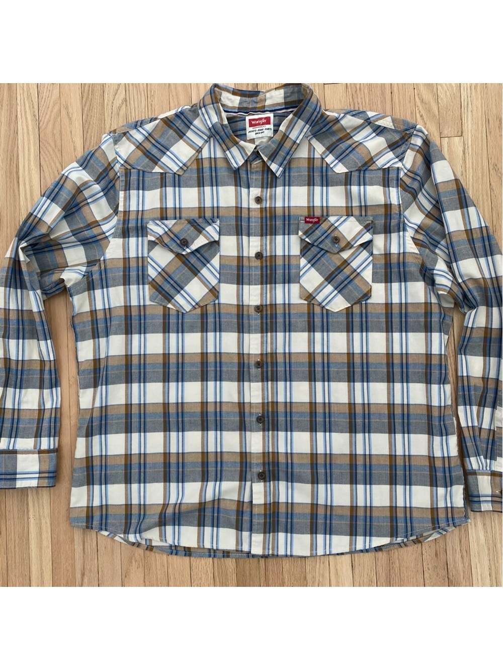 Vintage wrangler brown plaid western workwear cowboy flannel 2XL grunge skater